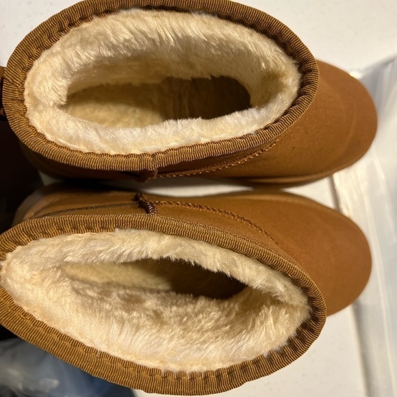 Mini Platform Boots Ankle Boots Fur Lined , Chestnut 41 (9-9.5) - Picture 4 of 6